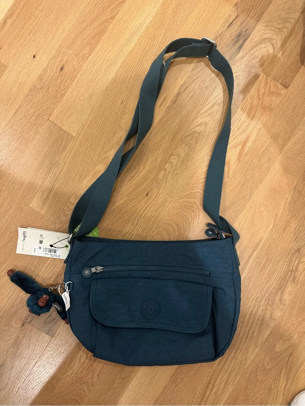 Dark Green Kipling Crossbody Bag - Casual Everyday Tote - Picture 1 of 6
